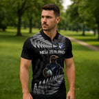 New Zealand Rugby Custom Zipper Polo Shirt Glory Be To Black Silver-fern - Aussie Hoodie