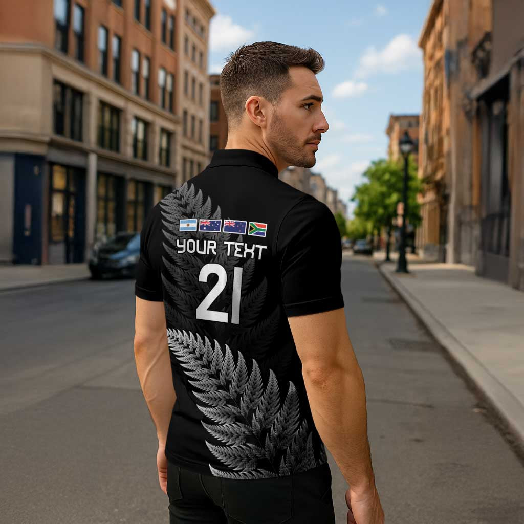 New Zealand Rugby Custom Zipper Polo Shirt Glory Be To Black Silver-fern - Aussie Hoodie