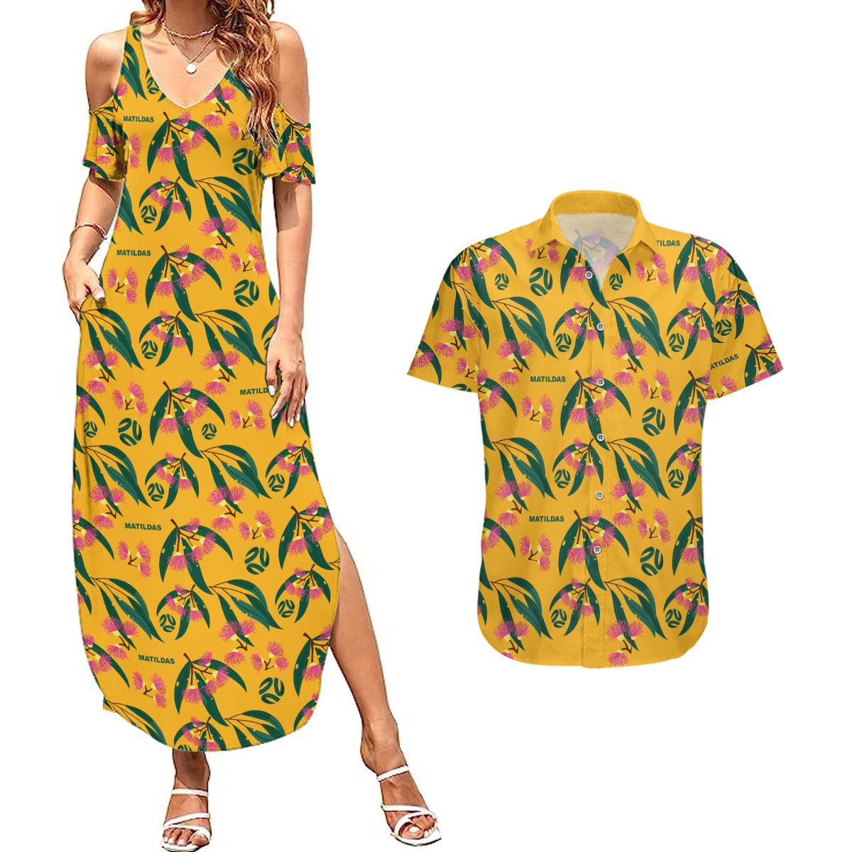 aussie-matildas-couples-matching-summer-maxi-dress-and-hawaiian-shirt-football-australia-2023-silver-princess-unique