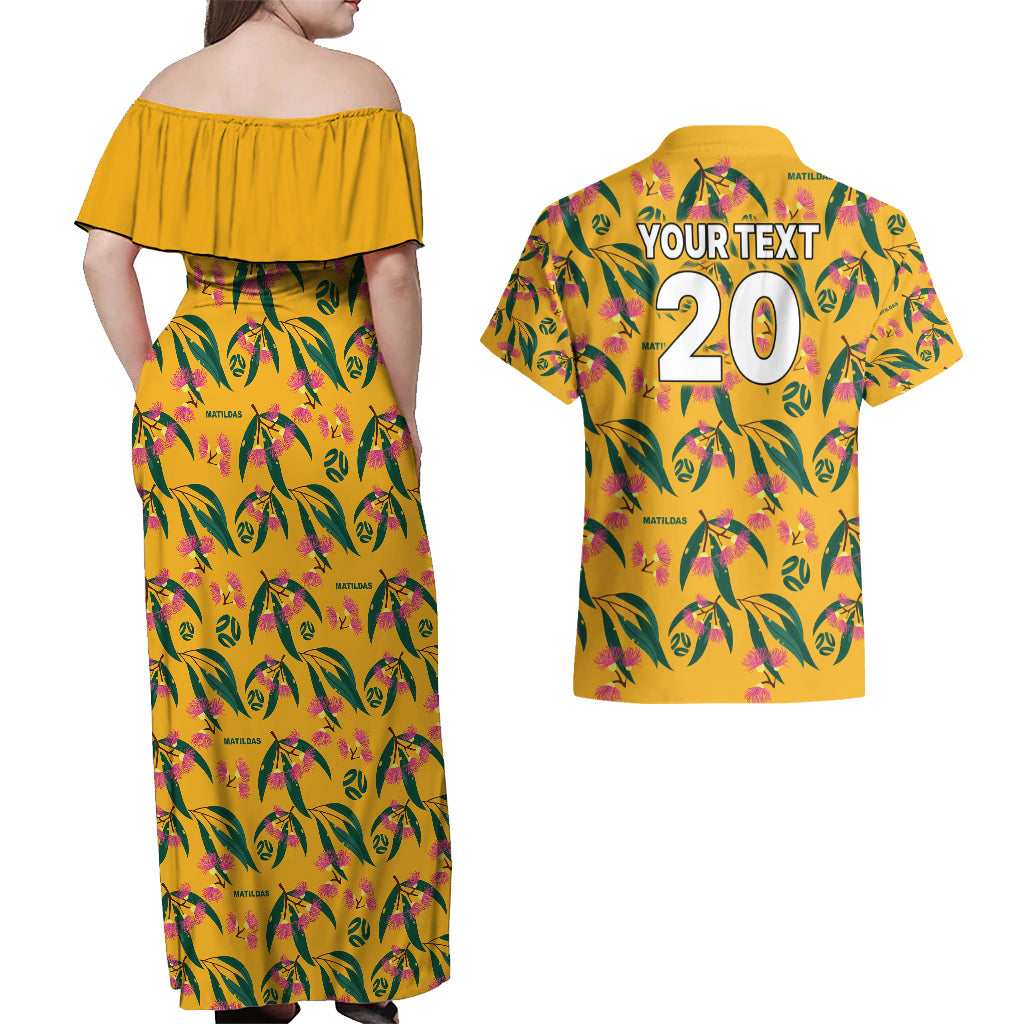 custom-aussie-matildas-couples-matching-off-shoulder-maxi-dress-and-hawaiian-shirt-football-australia-2023-silver-princess-unique