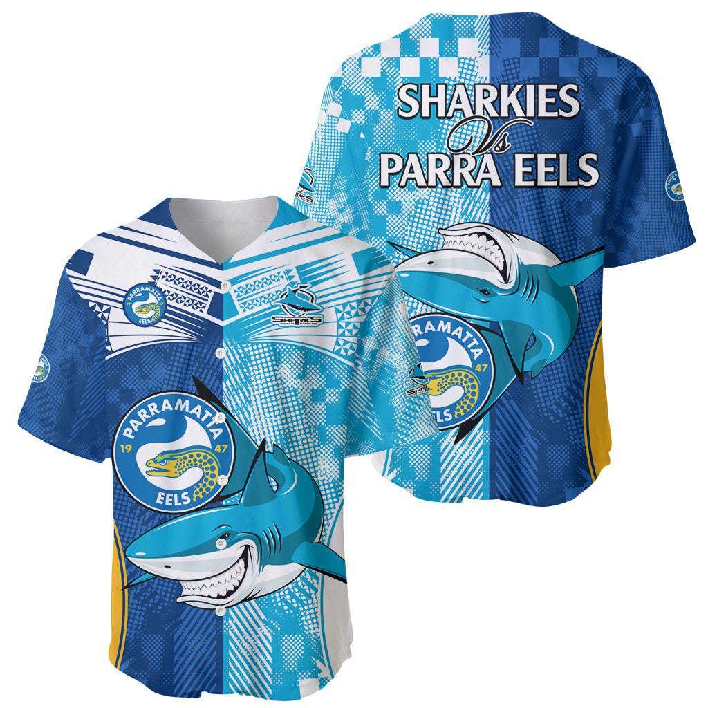 NRL Shark Combine Eels Rugby Baseball Jersey Sporty Style LT9