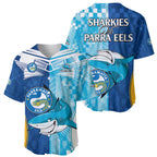 NRL Shark Combine Eels Rugby Baseball Jersey Sporty Style LT9