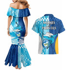 NRL Shark Combine Eels Rugby Couples Matching Mermaid Dress and Hawaiian Shirt Sporty Style LT9