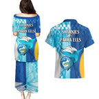 NRL Shark Combine Eels Rugby Couples Matching Puletasi Dress and Hawaiian Shirt Sporty Style LT9