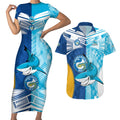 NRL Shark Combine Eels Rugby Couples Matching Short Sleeve Bodycon Dress and Hawaiian Shirt Sporty Style LT9