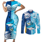 NRL Shark Combine Eels Rugby Couples Matching Short Sleeve Bodycon Dress and Long Sleeve Button Shirts Sporty Style LT9