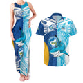 NRL Shark Combine Eels Rugby Couples Matching Tank Maxi Dress and Hawaiian Shirt Sporty Style LT9