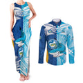 NRL Shark Combine Eels Rugby Couples Matching Tank Maxi Dress and Long Sleeve Button Shirts Sporty Style LT9
