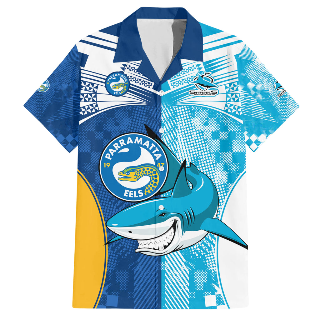 NRL Shark Combine Eels Rugby Hawaiian Shirt Sporty Style LT9