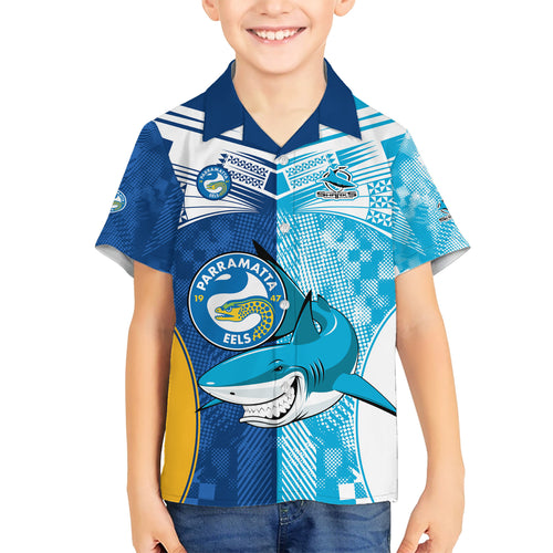 NRL Shark Combine Eels Rugby Hawaiian Shirt Sporty Style LT9