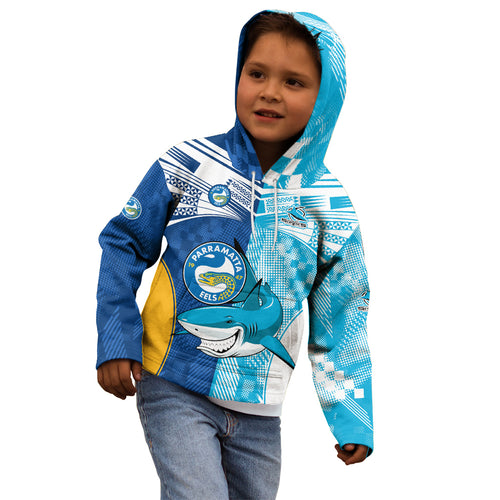 NRL Shark Combine Eels Rugby Kid Hoodie Sporty Style LT9