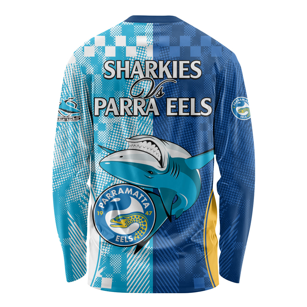 NRL Shark Combine Eels Rugby Long Sleeve Shirt Sporty Style LT9