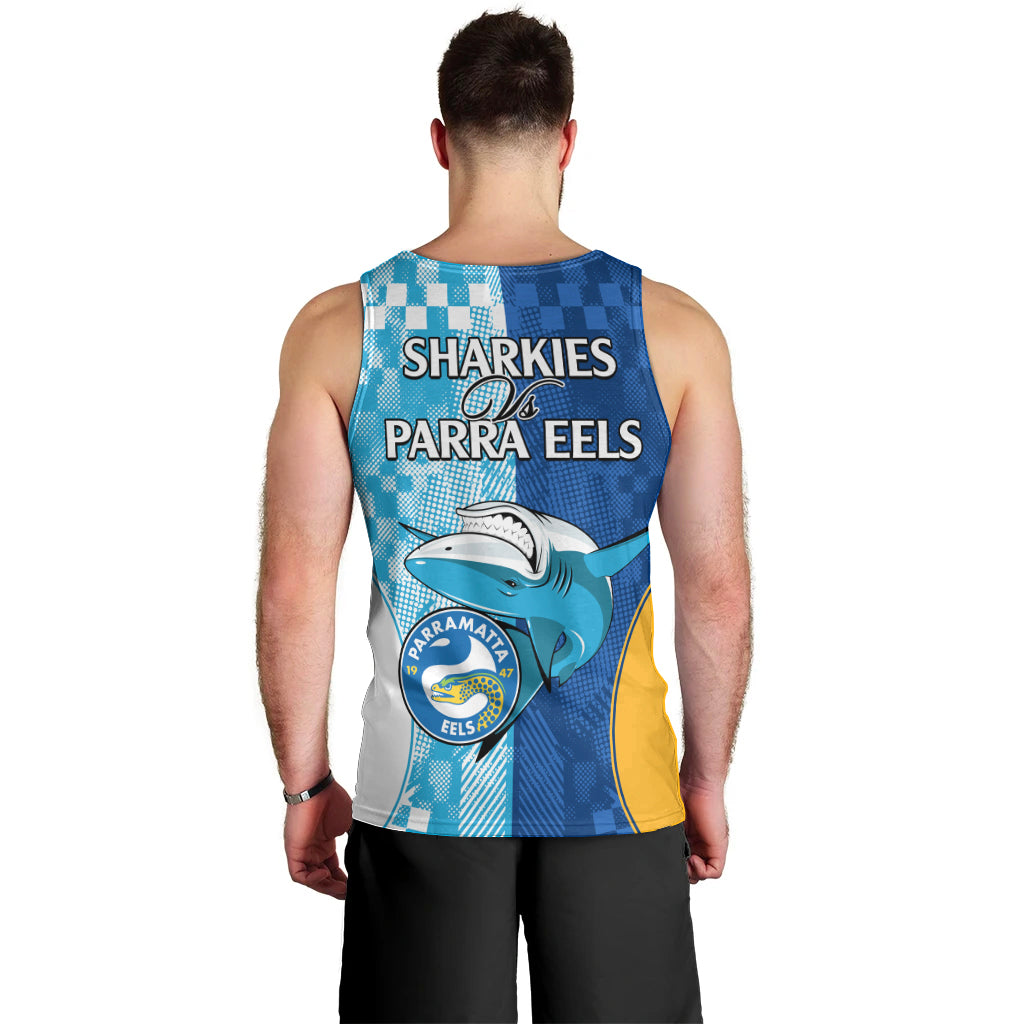NRL Shark Combine Eels Rugby Men Tank Top Sporty Style LT9