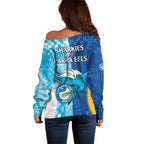 NRL Shark Combine Eels Rugby Off Shoulder Sweater Sporty Style LT9