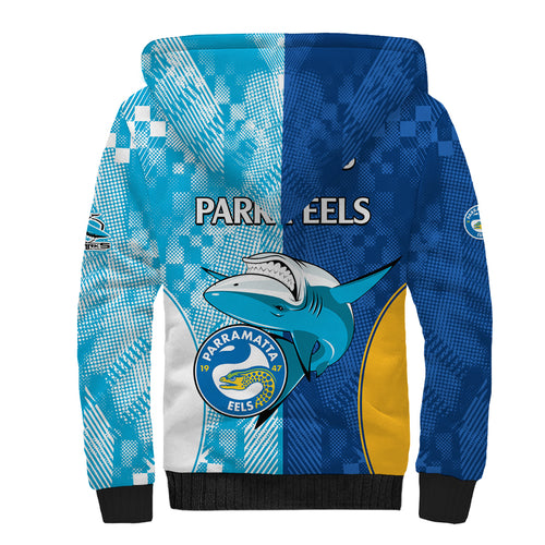 NRL Shark Combine Eels Rugby Sherpa Hoodie Sporty Style LT9