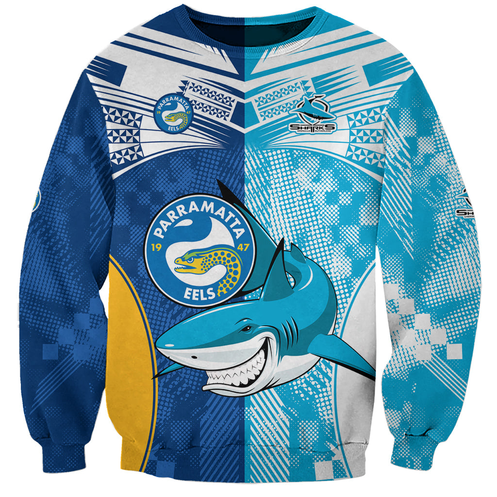NRL Shark Combine Eels Rugby Sweatshirt Sporty Style LT9