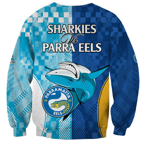 NRL Shark Combine Eels Rugby Sweatshirt Sporty Style LT9