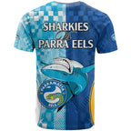 NRL Shark Combine Eels Rugby T Shirt Sporty Style LT9