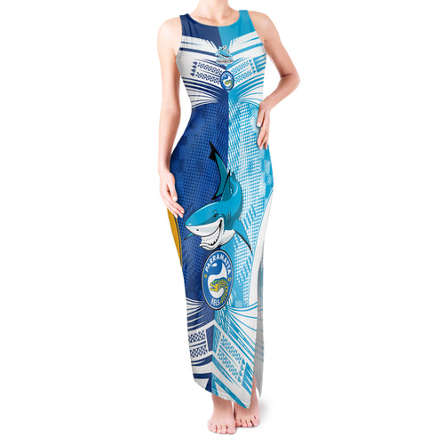 NRL Shark Combine Eels Rugby Tank Maxi Dress Sporty Style LT9
