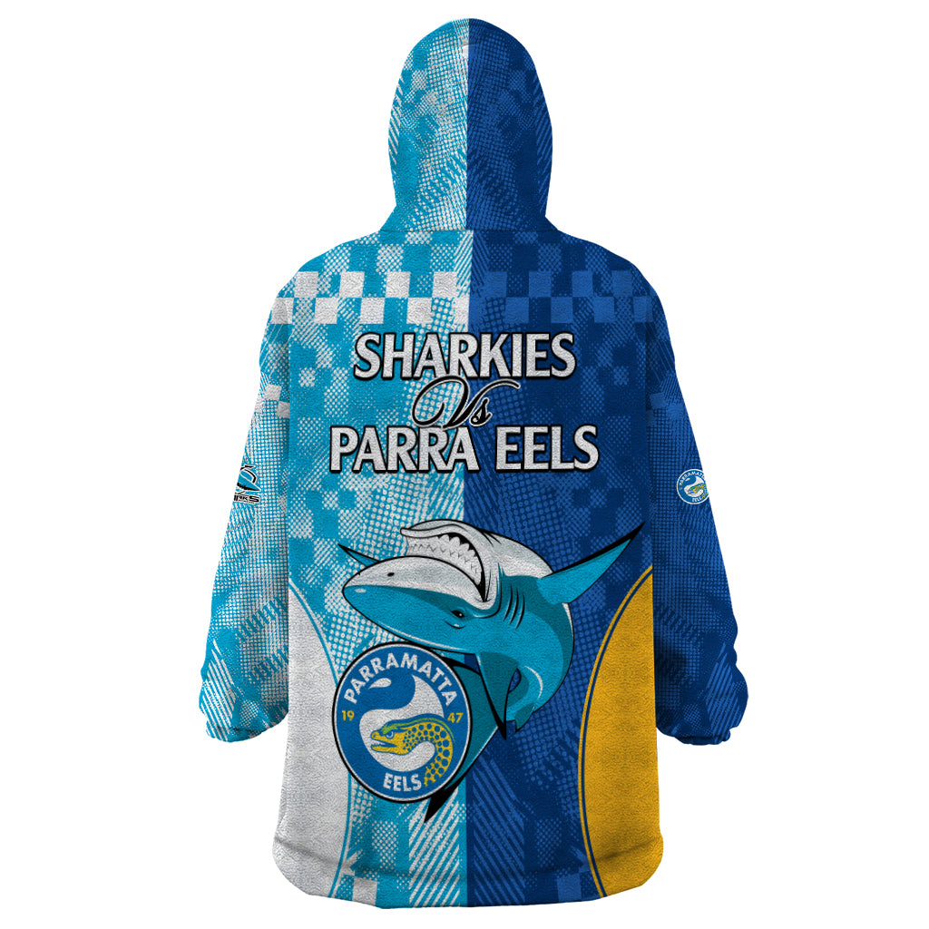NRL Shark Combine Eels Rugby Wearable Blanket Hoodie Sporty Style LT9