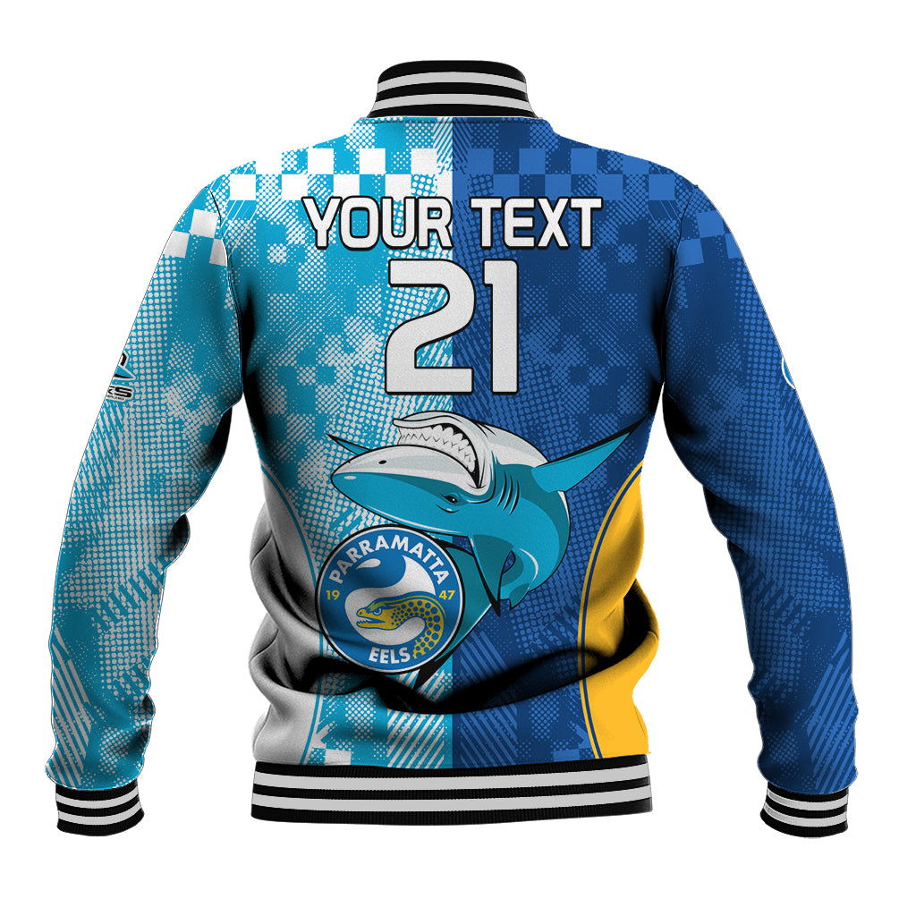 Custom NRL Shark Combine Eels Rugby Baseball Jacket Sporty Style LT9