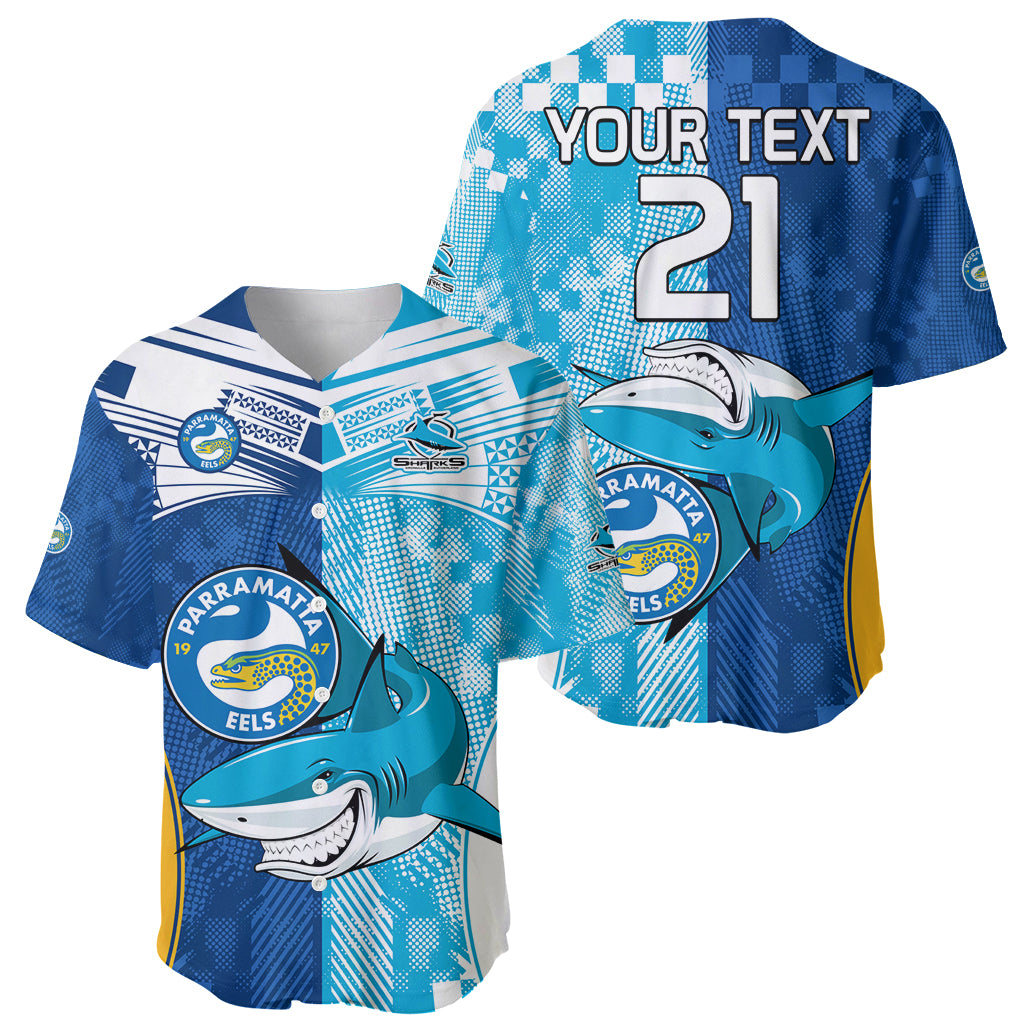 Custom NRL Shark Combine Eels Rugby Baseball Jersey Sporty Style LT9