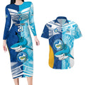 Custom NRL Shark Combine Eels Rugby Couples Matching Long Sleeve Bodycon Dress and Hawaiian Shirt Sporty Style LT9