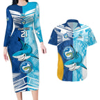 Custom NRL Shark Combine Eels Rugby Couples Matching Long Sleeve Bodycon Dress and Hawaiian Shirt Sporty Style LT9