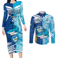 Custom NRL Shark Combine Eels Rugby Couples Matching Long Sleeve Bodycon Dress and Long Sleeve Button Shirts Sporty Style LT9