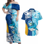 Custom NRL Shark Combine Eels Rugby Couples Matching Off Shoulder Maxi Dress and Hawaiian Shirt Sporty Style LT9