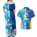 Custom NRL Shark Combine Eels Rugby Couples Matching Off Shoulder Maxi Dress and Hawaiian Shirt Sporty Style LT9