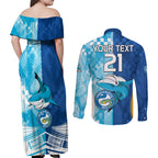Custom NRL Shark Combine Eels Rugby Couples Matching Off Shoulder Maxi Dress and Long Sleeve Button Shirts Sporty Style LT9