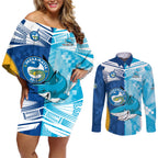 Custom NRL Shark Combine Eels Rugby Couples Matching Off Shoulder Short Dress and Long Sleeve Button Shirts Sporty Style LT9
