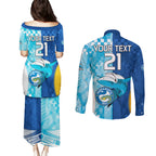 Custom NRL Shark Combine Eels Rugby Couples Matching Puletasi Dress and Long Sleeve Button Shirts Sporty Style LT9