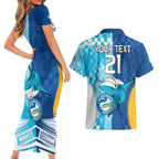 Custom NRL Shark Combine Eels Rugby Couples Matching Short Sleeve Bodycon Dress and Hawaiian Shirt Sporty Style LT9