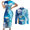 Custom NRL Shark Combine Eels Rugby Couples Matching Short Sleeve Bodycon Dress and Long Sleeve Button Shirts Sporty Style LT9