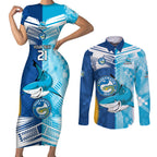 Custom NRL Shark Combine Eels Rugby Couples Matching Short Sleeve Bodycon Dress and Long Sleeve Button Shirts Sporty Style LT9