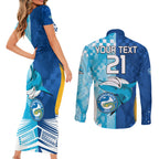 Custom NRL Shark Combine Eels Rugby Couples Matching Short Sleeve Bodycon Dress and Long Sleeve Button Shirts Sporty Style LT9