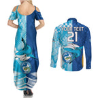 Custom NRL Shark Combine Eels Rugby Couples Matching Summer Maxi Dress and Long Sleeve Button Shirts Sporty Style LT9