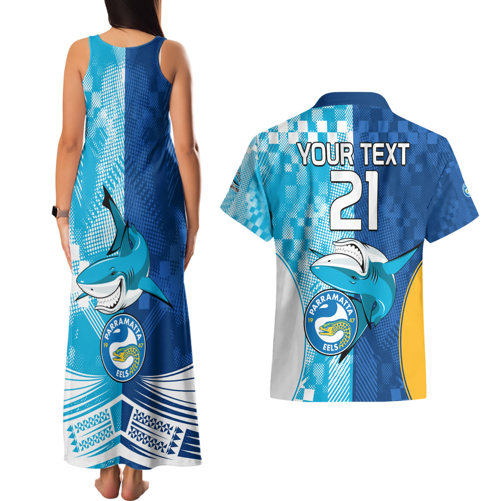 Custom NRL Shark Combine Eels Rugby Couples Matching Tank Maxi Dress and Hawaiian Shirt Sporty Style LT9