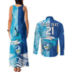Custom NRL Shark Combine Eels Rugby Couples Matching Tank Maxi Dress and Long Sleeve Button Shirts Sporty Style LT9