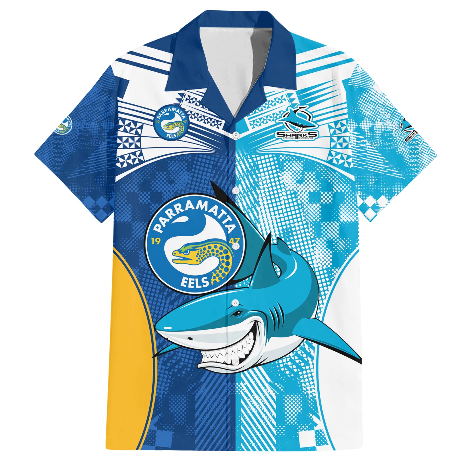 Custom NRL Shark Combine Eels Rugby Hawaiian Shirt Sporty Style LT9