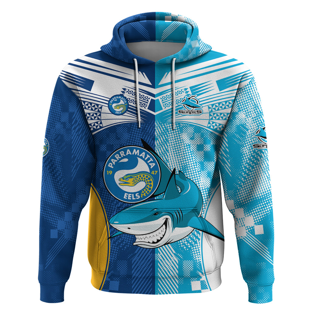 Custom NRL Shark Combine Eels Rugby Hoodie Sporty Style LT9