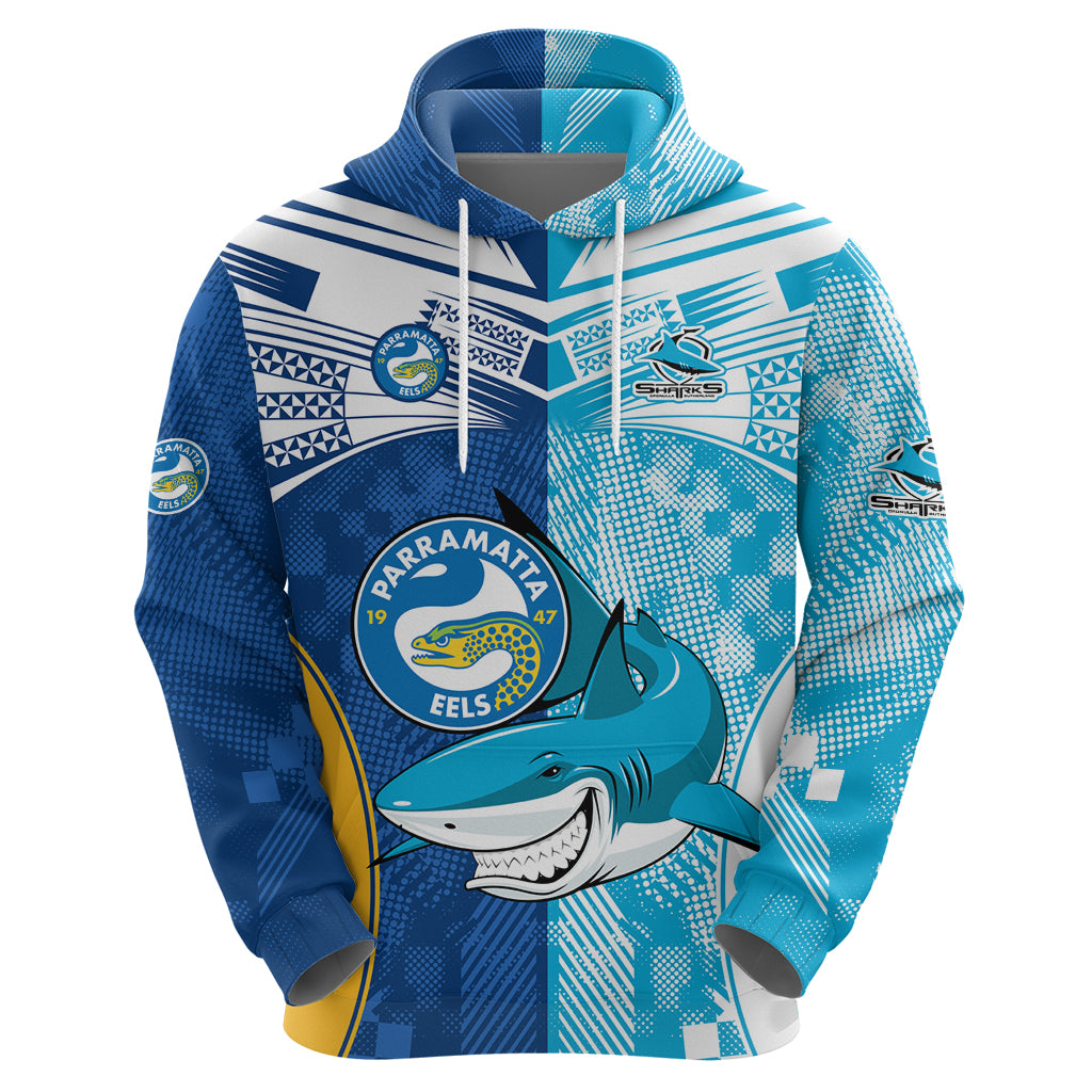 Custom NRL Shark Combine Eels Rugby Hoodie Sporty Style LT9
