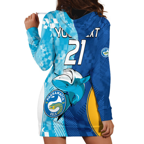Custom NRL Shark Combine Eels Rugby Hoodie Dress Sporty Style LT9
