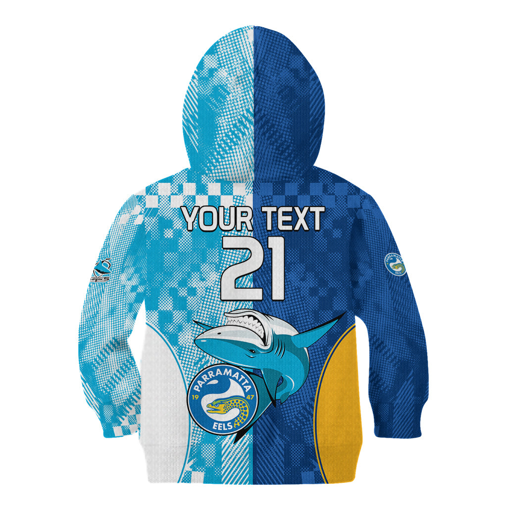 Custom NRL Shark Combine Eels Rugby Kid Hoodie Sporty Style LT9