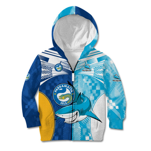 Custom NRL Shark Combine Eels Rugby Kid Hoodie Sporty Style LT9