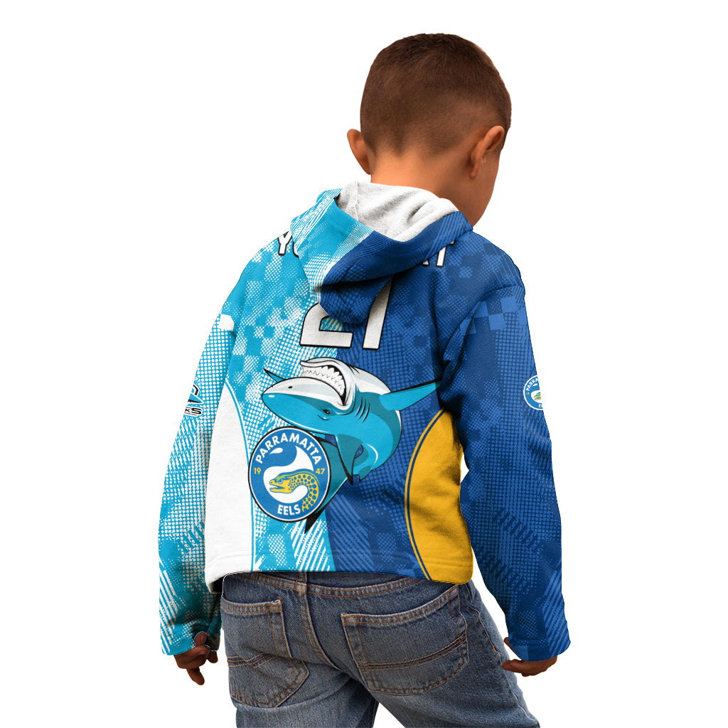 Custom NRL Shark Combine Eels Rugby Kid Hoodie Sporty Style LT9