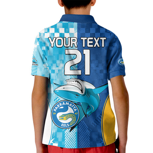 Custom NRL Shark Combine Eels Rugby Kid Polo Shirt Sporty Style LT9