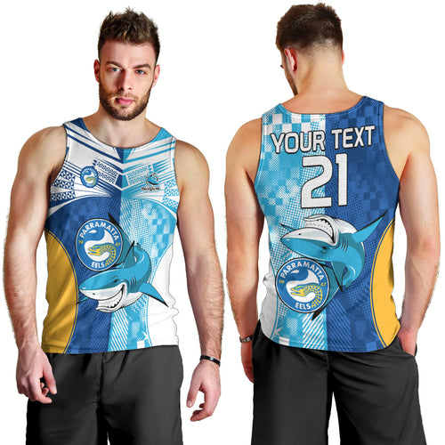 Custom NRL Shark Combine Eels Rugby Men Tank Top Sporty Style LT9